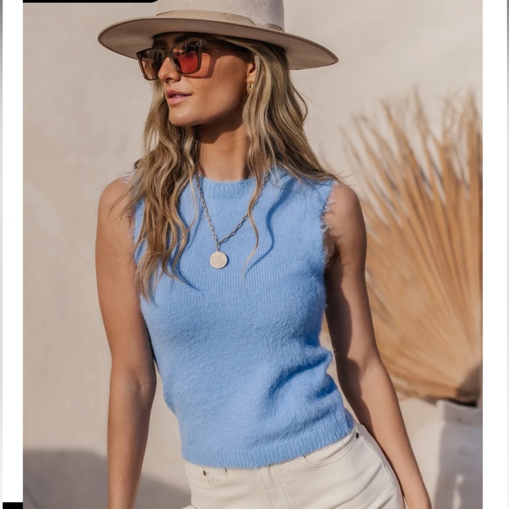 Vera Moda Nadine Sweater Vest in Blue, Size Small, Color Grapemist